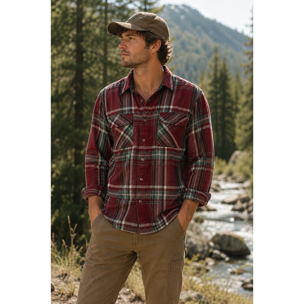 Claybrooke‎ Outdoors Vintage Men's Red Plaid Shirt